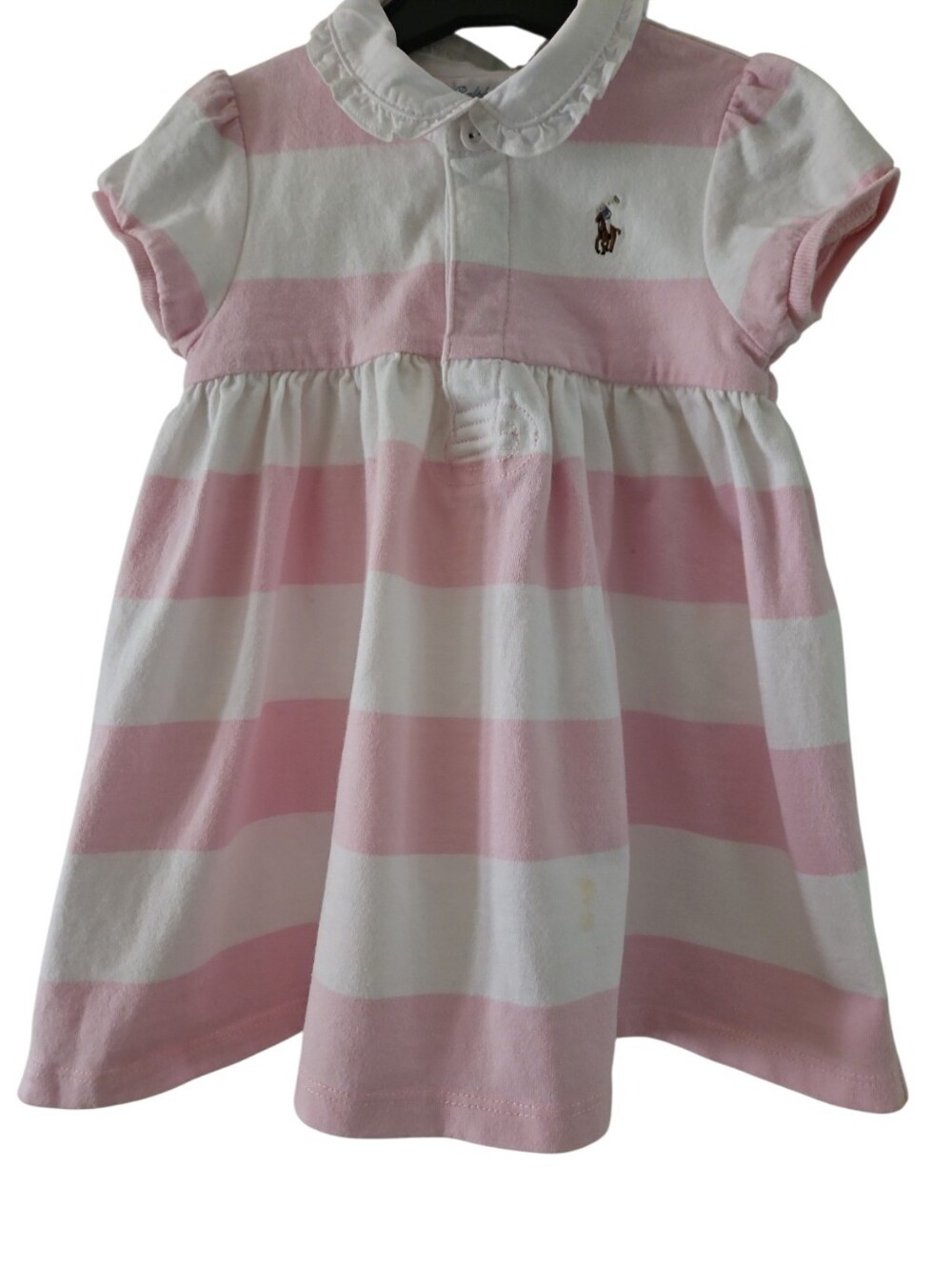 Ralph Lauren Pink Striped Polo Dress 18M Short Sleeve Collar